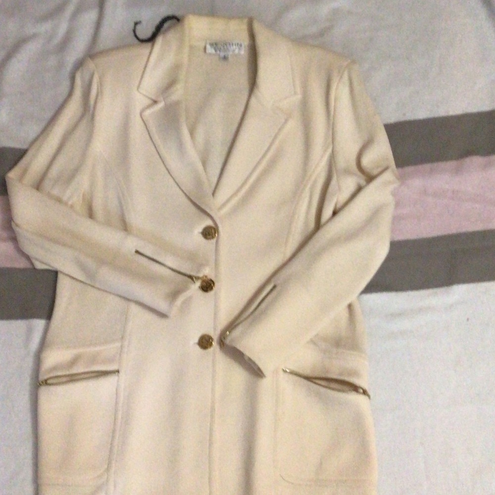 St. John Collection Cream Blazer with Gold Accents